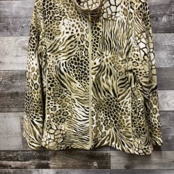 ALIA Ladies Animal Pattern Plus Full Zipped Light Jacket Size: 1X **EUC** - Picture 5 of 5